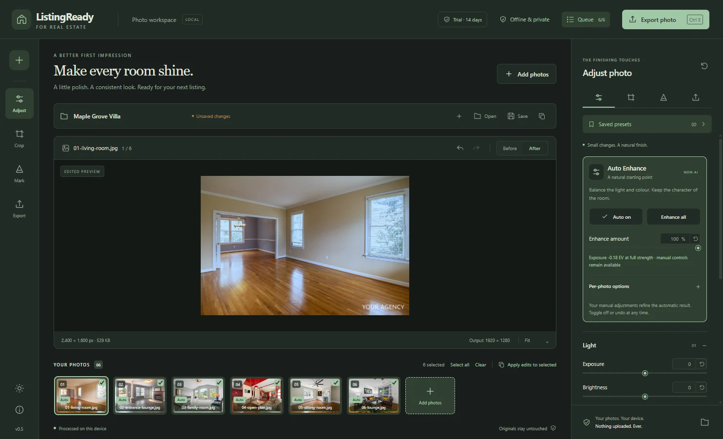The editor in dark mode